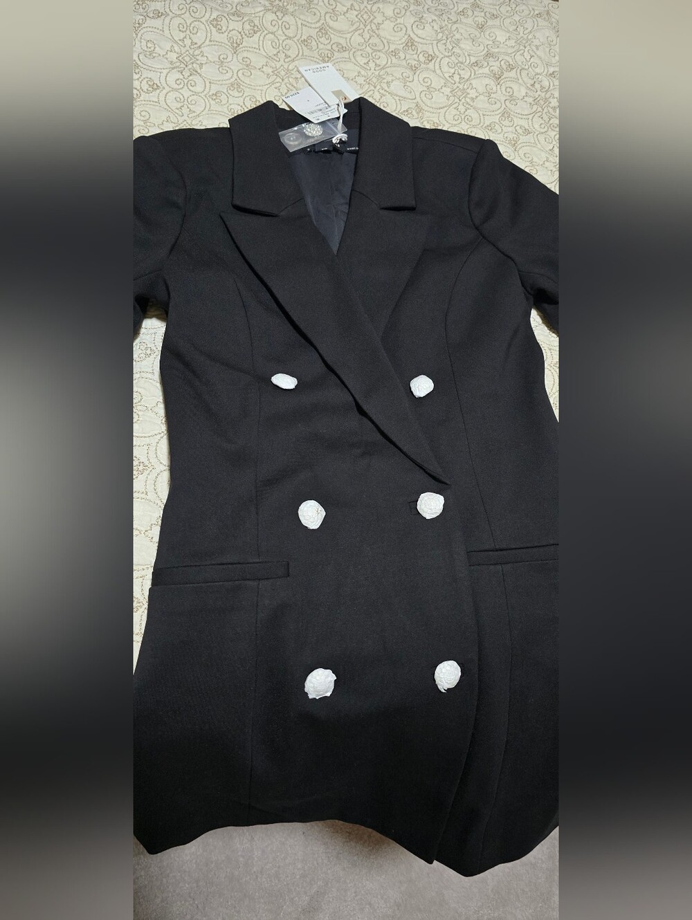 Good American Black Double-Breasted Blazer Jacket, Dress